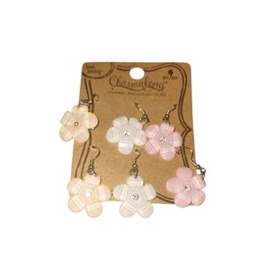 Charmelong 3 pairs of Earrings pink white orange